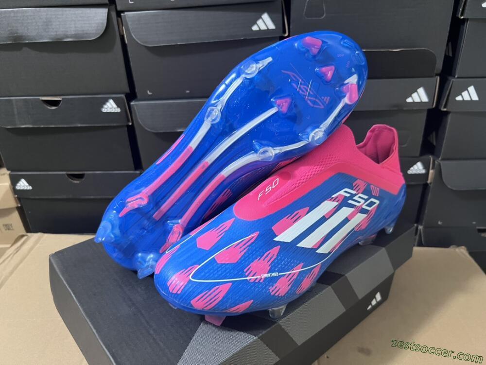 Adidas F50 Elite Laceless FG Low-Tops Soccer Cleats - Blue/Pink/White