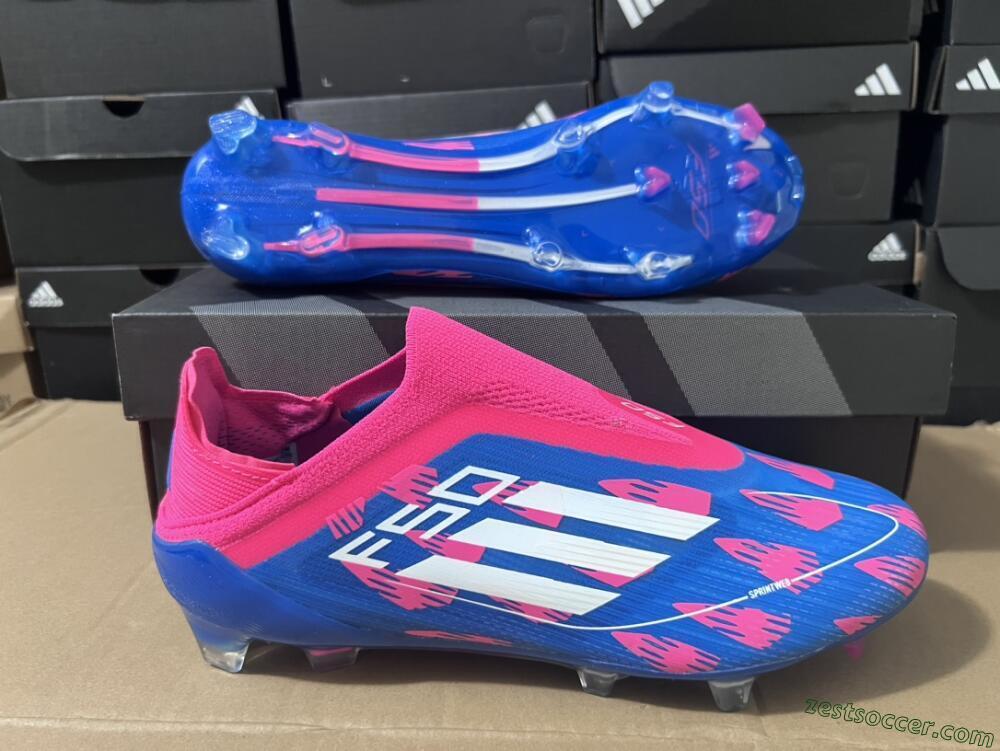 Adidas F50 Elite Laceless FG Low-Tops Soccer Cleats - Blue/Pink/White