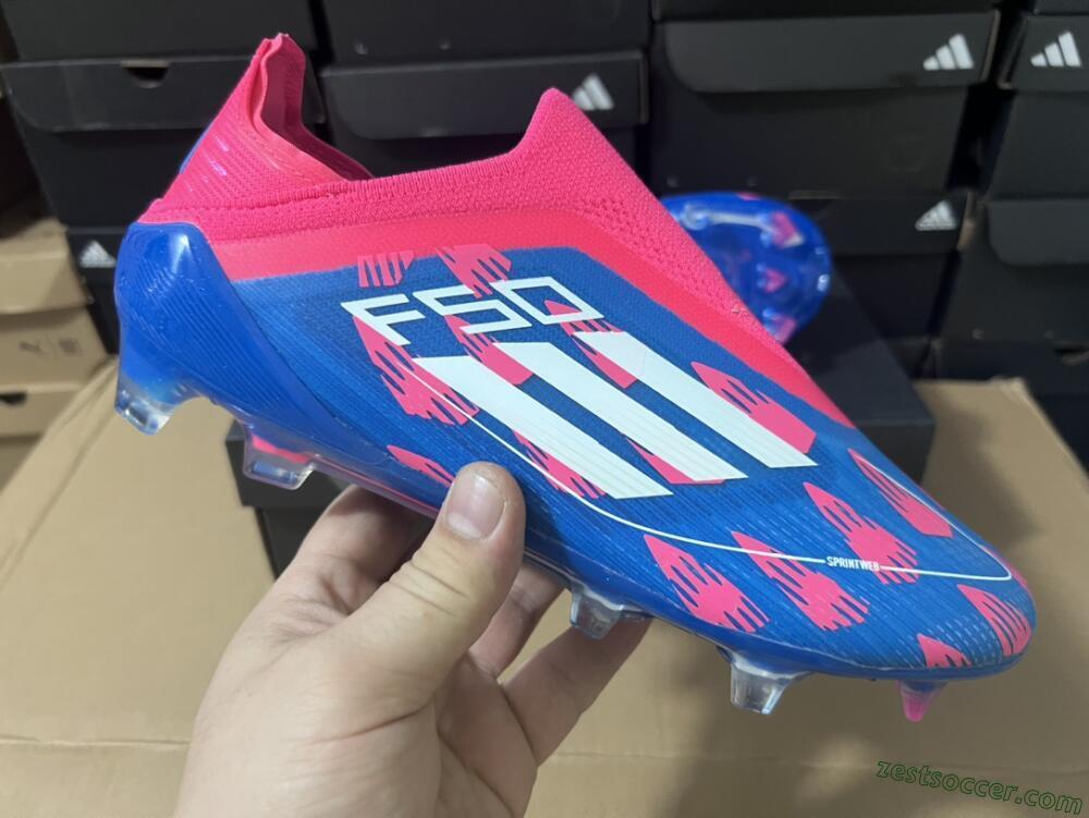 Adidas F50 Elite Laceless FG Low-Tops Soccer Cleats - Blue/Pink/White