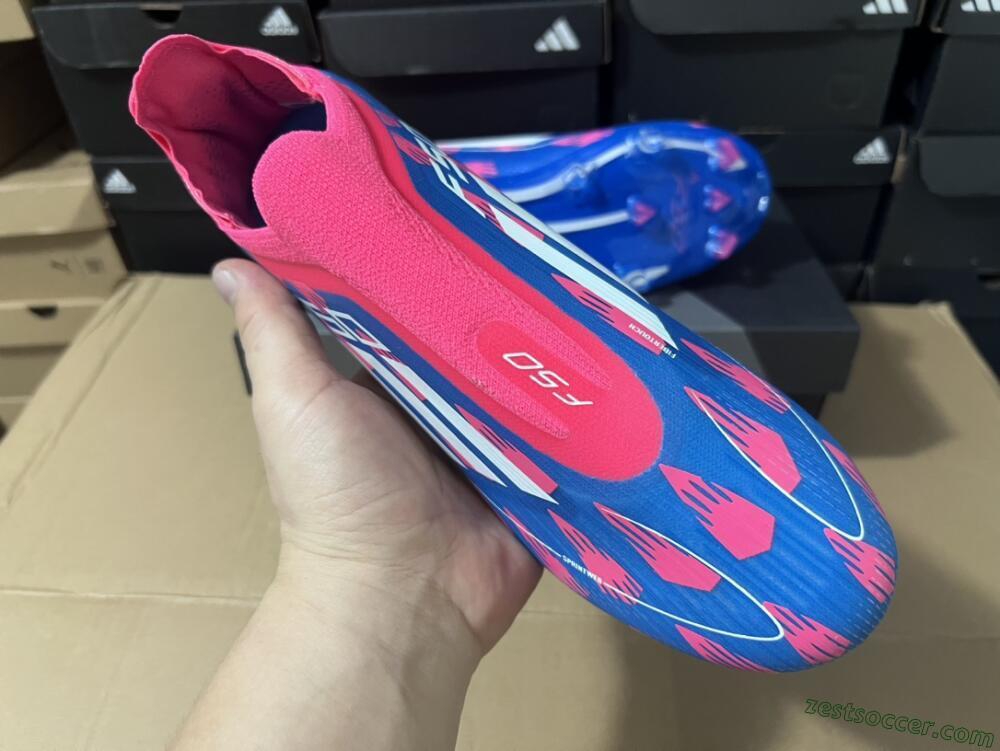 Adidas F50 Elite Laceless FG Low-Tops Soccer Cleats - Blue/Pink/White