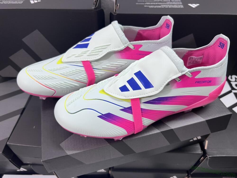 Adidas Predator Accuracy+ Laceless FG Low-Tops Soccer Cleats - White/Pink/Purple