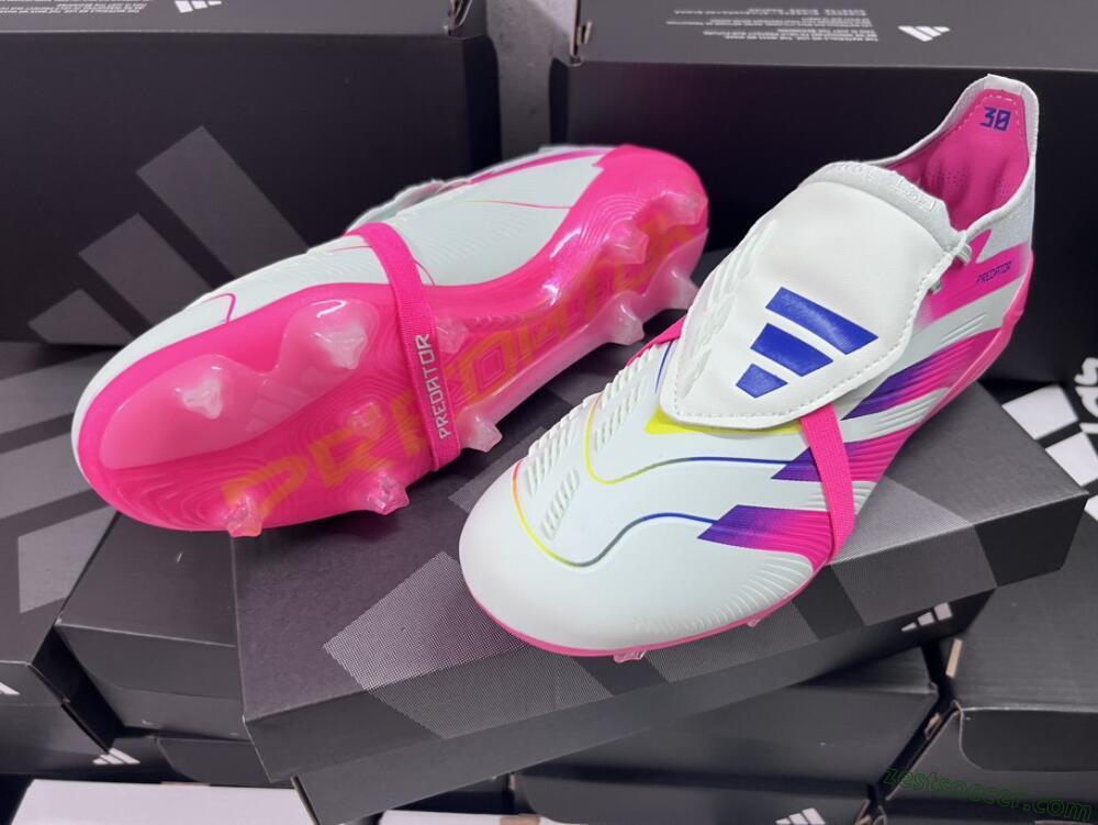 Adidas Predator Accuracy+ Laceless FG Low-Tops Soccer Cleats - White/Pink/Purple