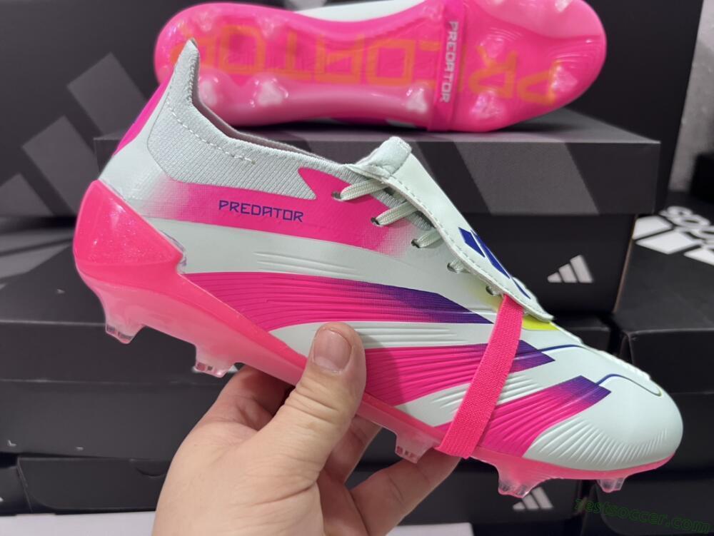 Adidas Predator Accuracy+ Laceless FG Low-Tops Soccer Cleats - White/Pink/Purple