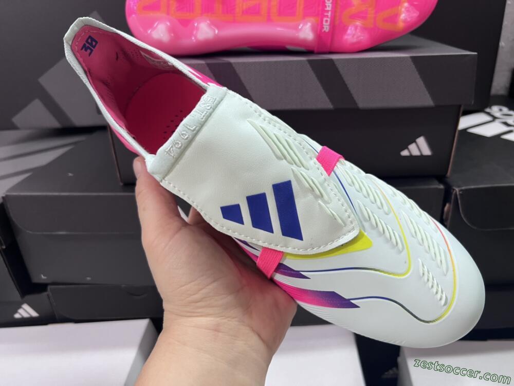 Adidas Predator Accuracy+ Laceless FG Low-Tops Soccer Cleats - White/Pink/Purple