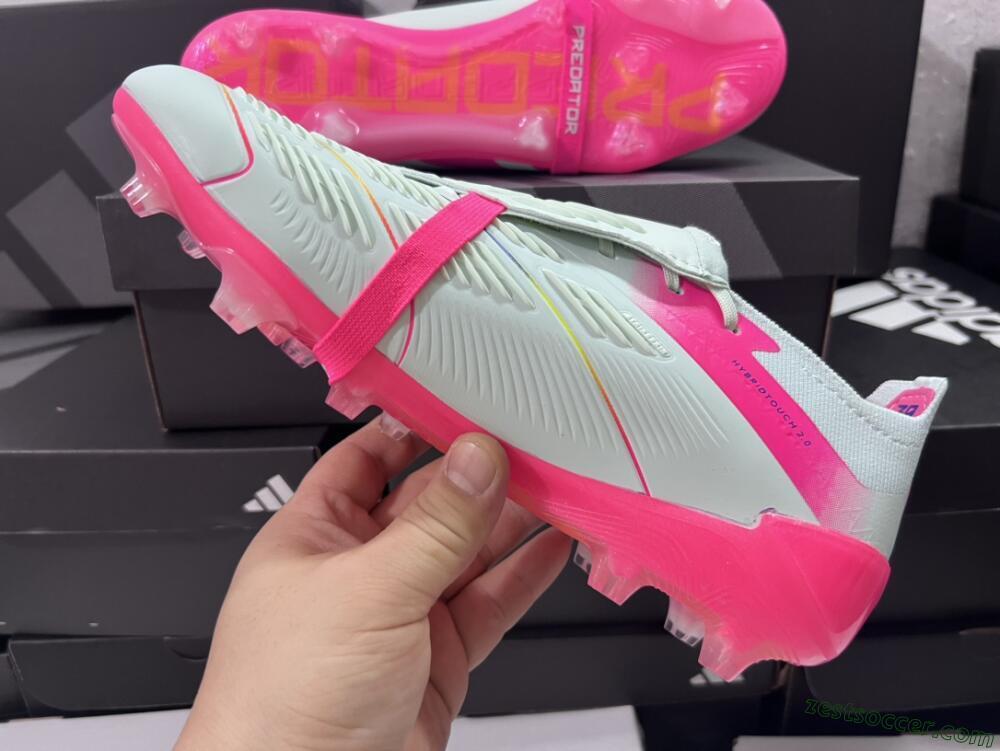 Adidas Predator Accuracy+ Laceless FG Low-Tops Soccer Cleats - White/Pink/Purple