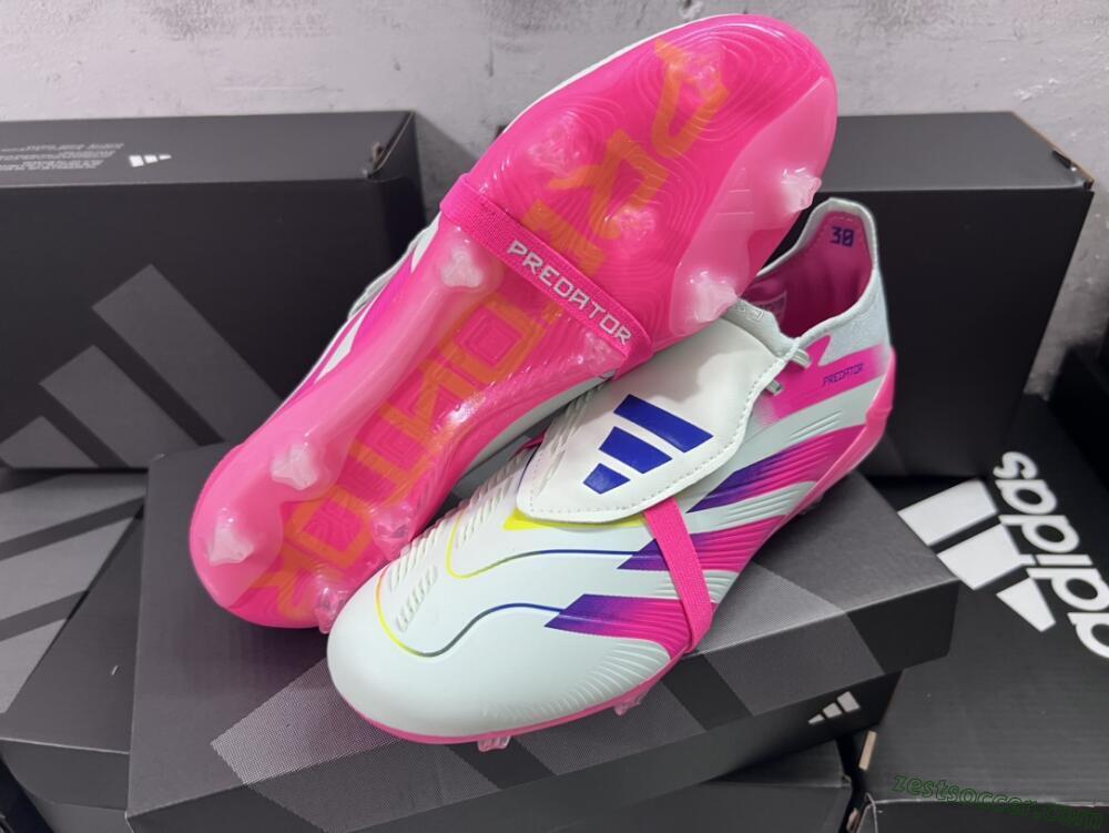 Adidas Predator Accuracy+ Laceless FG Low-Tops Soccer Cleats - White/Pink/Purple