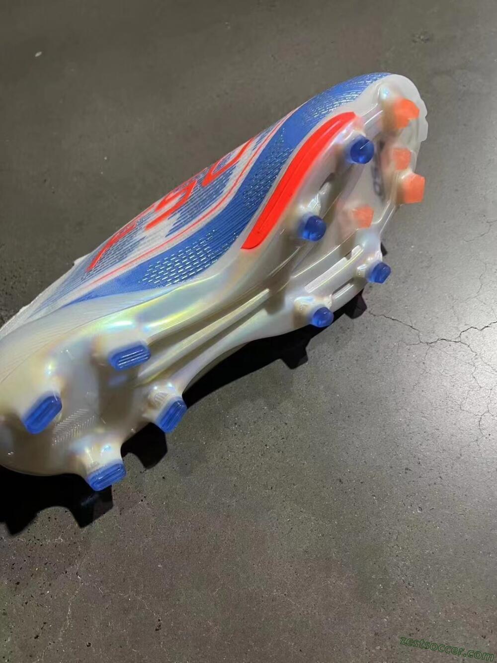 Adidas F50+ Lightstrike Pro Laceless FG Low-Tops Soccer Cleats - White/Red/Blue