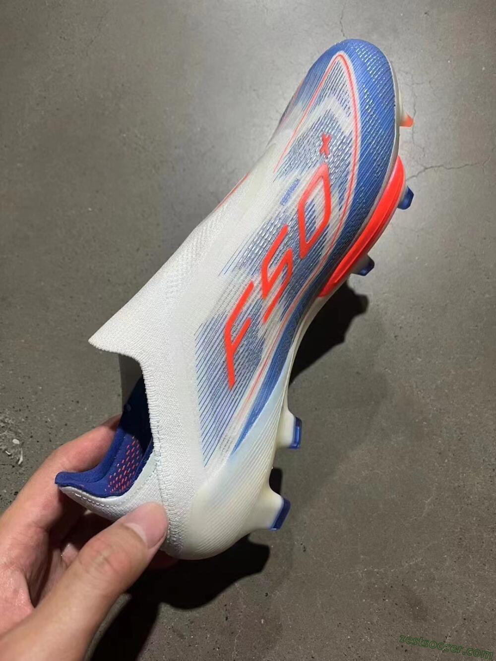 Adidas F50+ Lightstrike Pro Laceless FG Low-Tops Soccer Cleats - White/Red/Blue