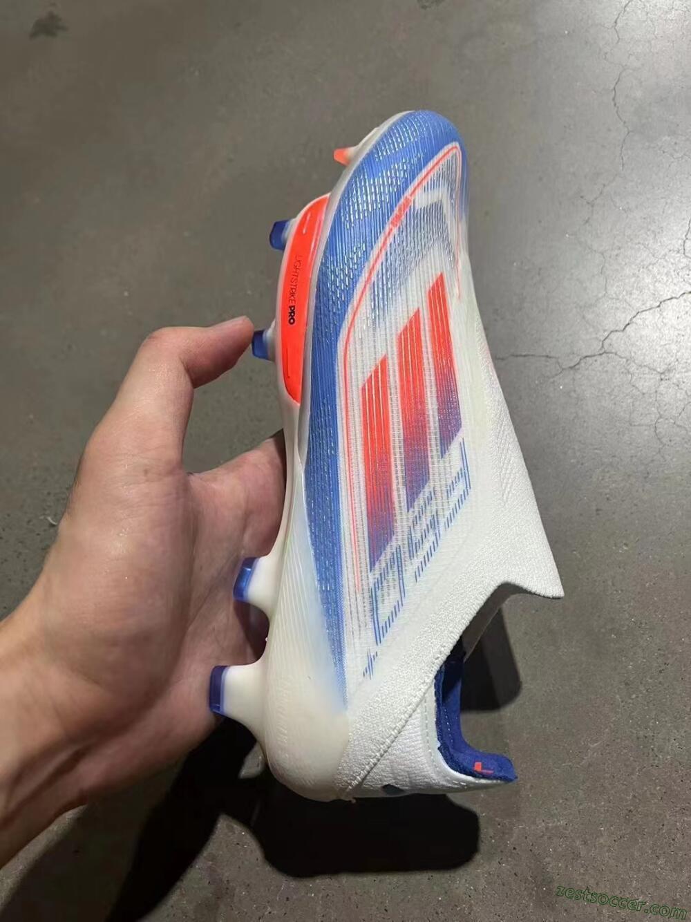 Adidas F50+ Lightstrike Pro Laceless FG Low-Tops Soccer Cleats - White/Red/Blue