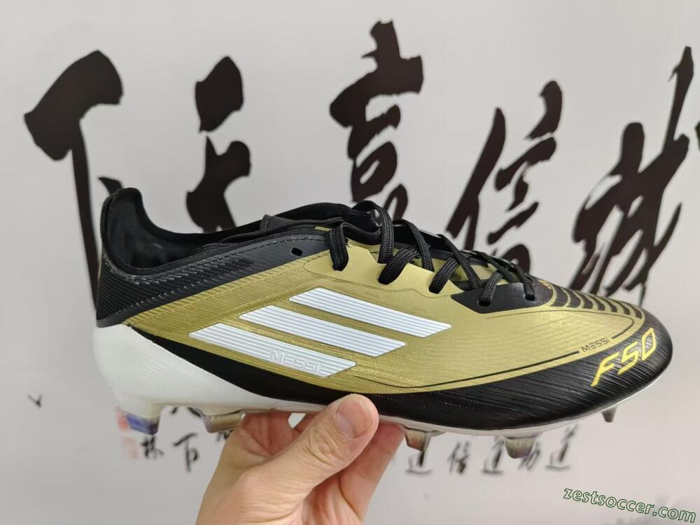 Adidas F50 Adizero Messi FG Low-Tops Soccer Cleats - Gold/White/Black