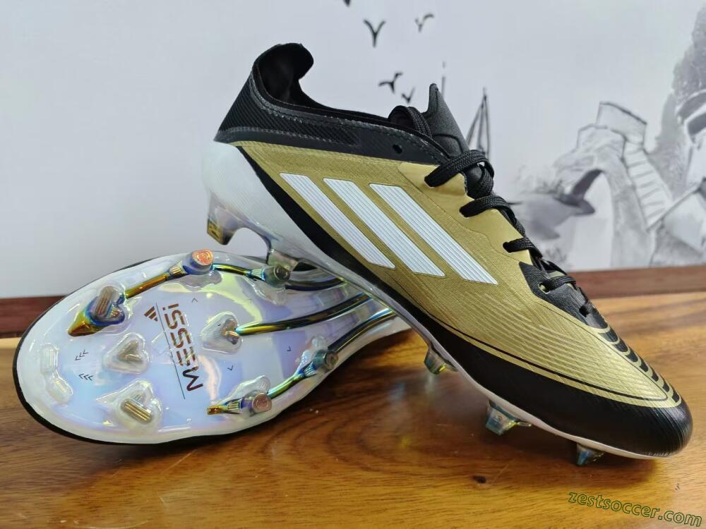 Adidas F50 Adizero Messi FG Low-Tops Soccer Cleats - Gold/White/Black
