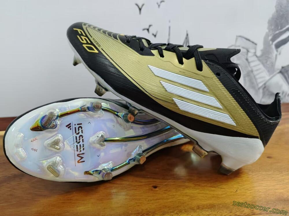Adidas F50 Adizero Messi FG Low-Tops Soccer Cleats - Gold/White/Black