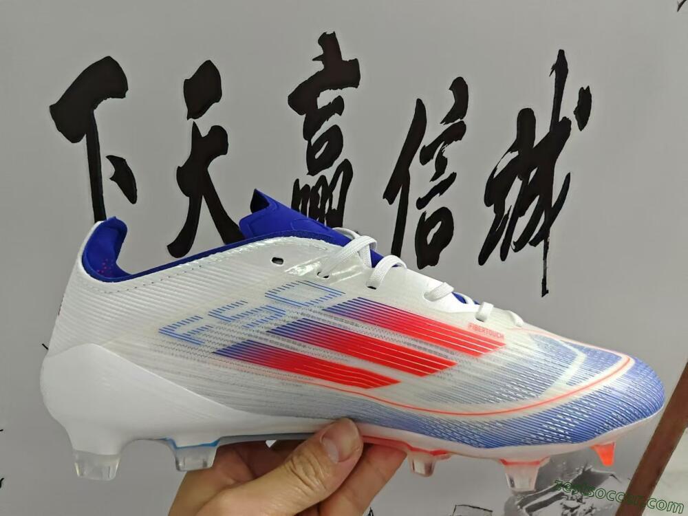 Adidas F50 Adizero FG Low-Tops Soccer Cleats - White/Blue/Pink