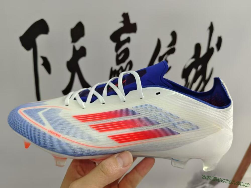 Adidas F50 Adizero FG Low-Tops Soccer Cleats - White/Blue/Pink