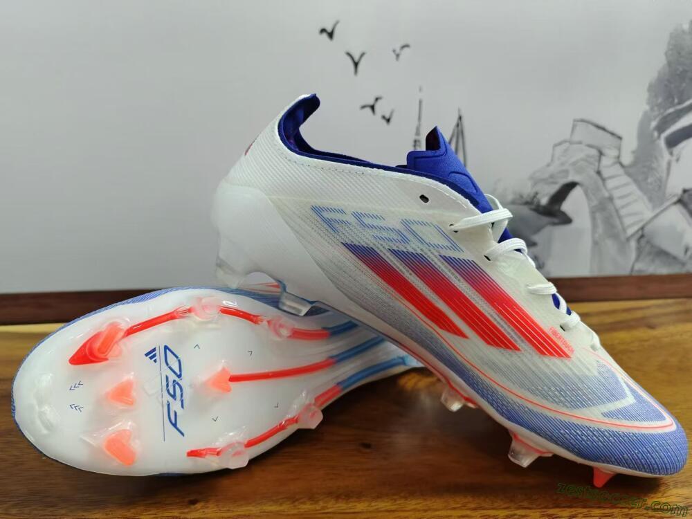 Adidas F50 Adizero FG Low-Tops Soccer Cleats - White/Blue/Pink