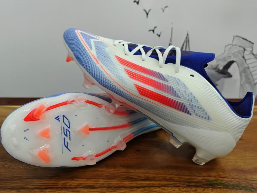 Adidas F50 Adizero FG Low-Tops Soccer Cleats - White/Blue/Pink