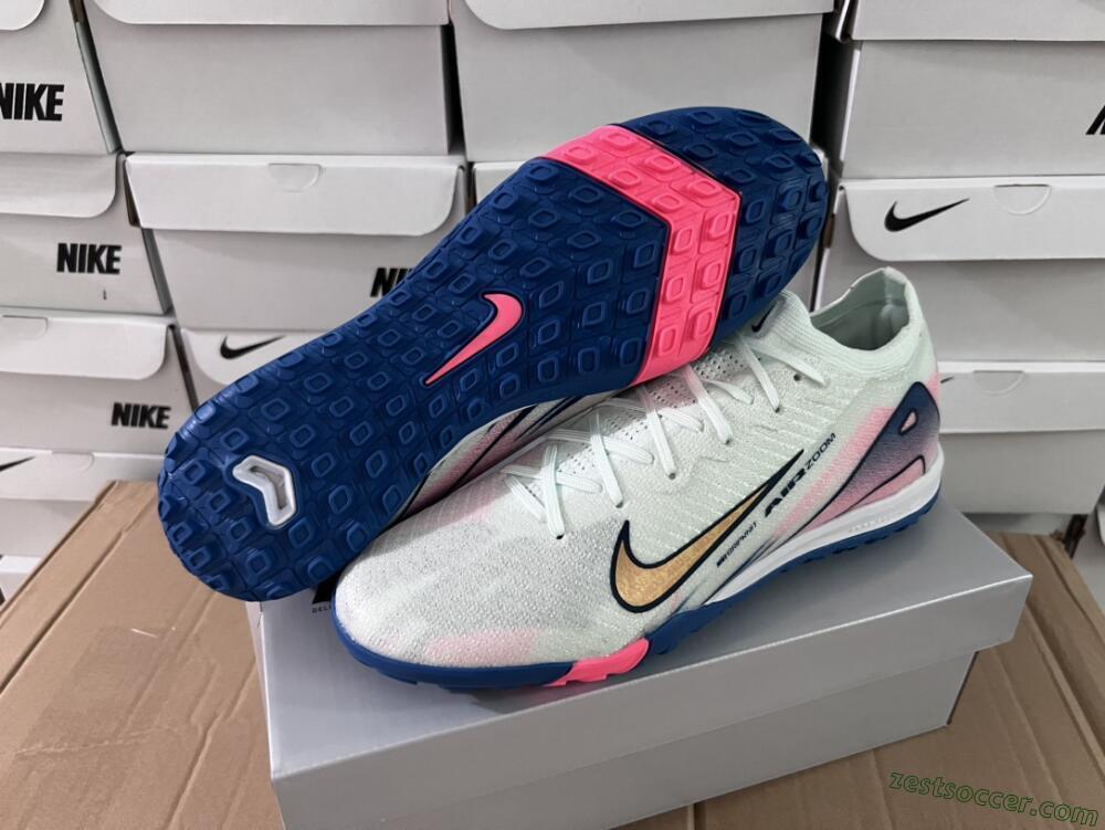Nike Air Zoom Mercurial Vapor 16 Elite TF Low-Tops Soccer Shoes - White/Pink/Blue
