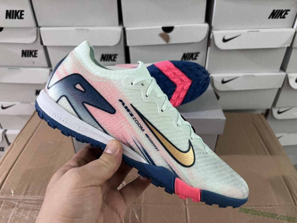 Nike Air Zoom Mercurial Vapor 16 Elite TF Low-Tops Soccer Shoes - White/Pink/Blue
