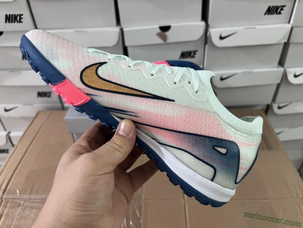 Nike Air Zoom Mercurial Vapor 16 Elite TF Low-Tops Soccer Shoes - White/Pink/Blue