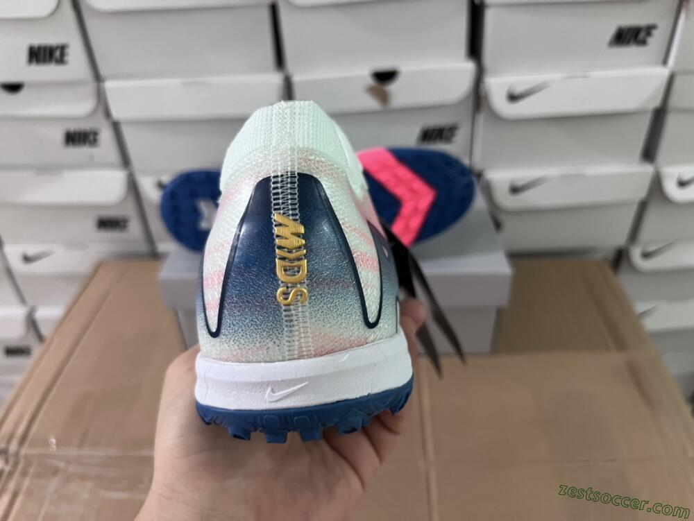 Nike Air Zoom Mercurial Vapor 16 Elite TF Low-Tops Soccer Shoes - White/Pink/Blue