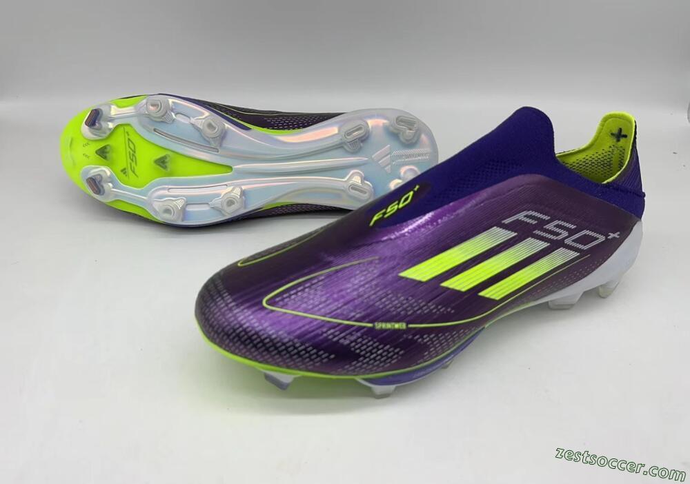 Adidas F50+ Lightstrike Pro FG Low-Tops Soccer Cleats - Purple/Yellow/Blue