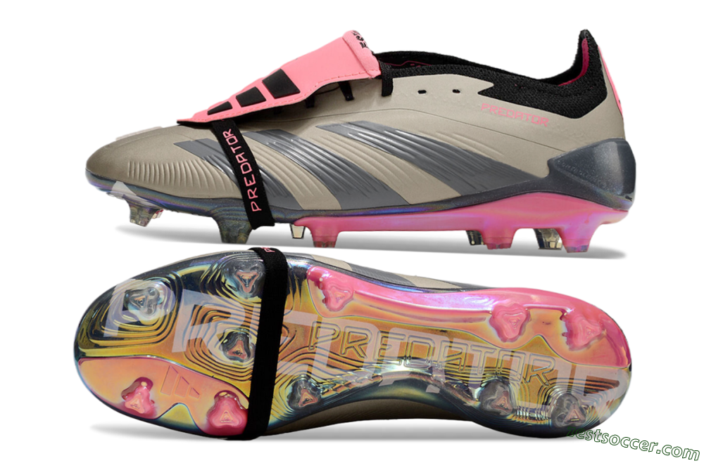 Adidas Predator Elite Foldover Tongue FG Low-Tops Soccer Cleats - Pink/Black/Silver/Gold 1