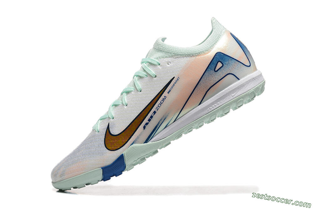 Nike Air Zoom Mercurial Vapor 16 Elite TF Low-Tops Soccer Shoes - Jade/Blue/Gold 8