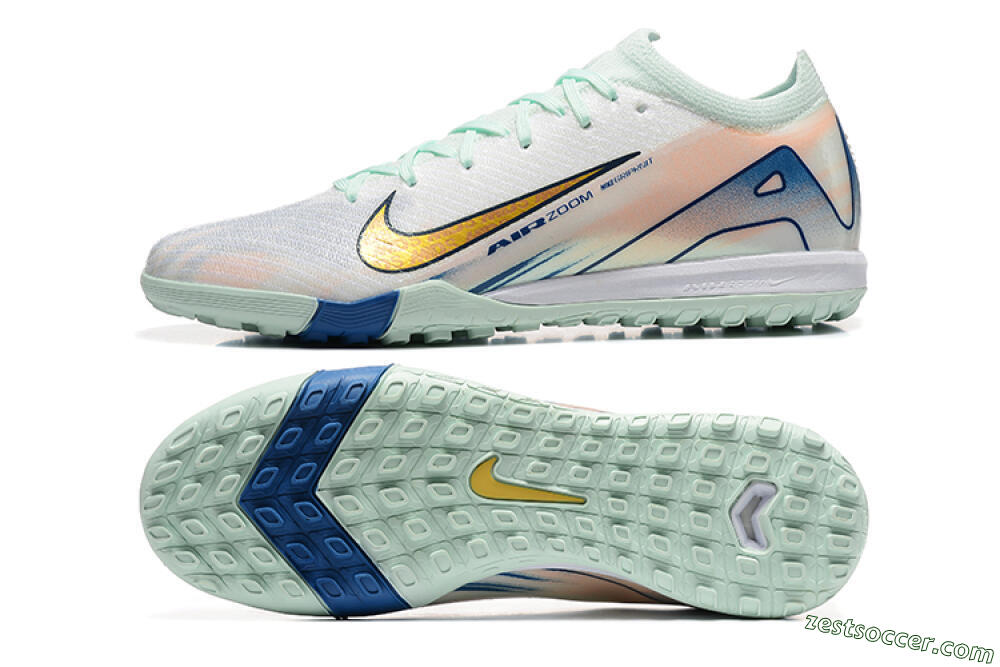 Nike Air Zoom Mercurial Vapor 16 Elite TF Low-Tops Soccer Shoes - Jade/Blue/Gold 1