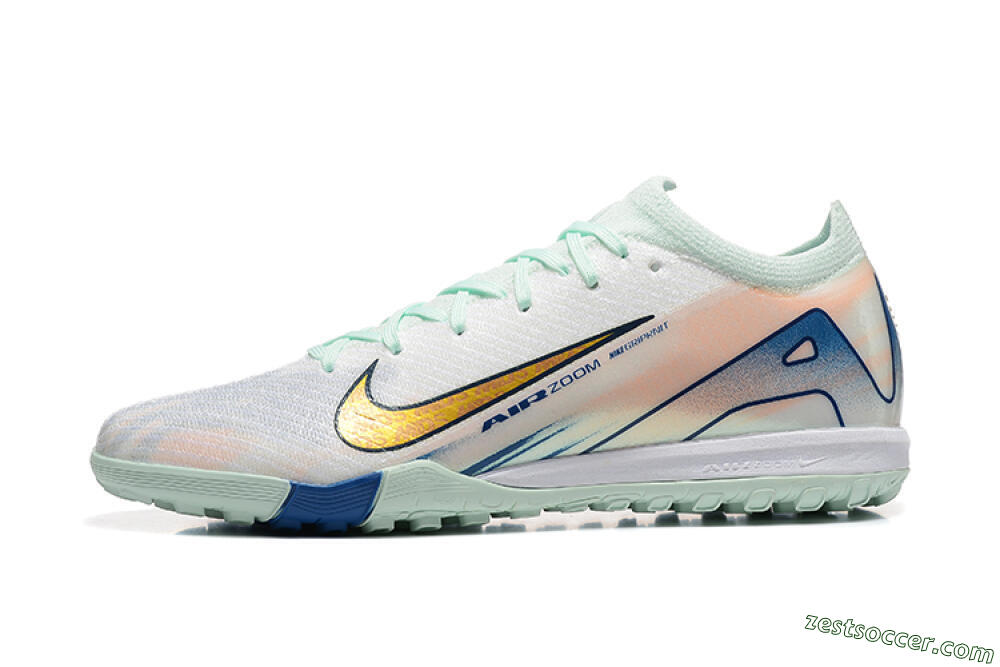 Nike Air Zoom Mercurial Vapor 16 Elite TF Low-Tops Soccer Shoes - Jade/Blue/Gold 2