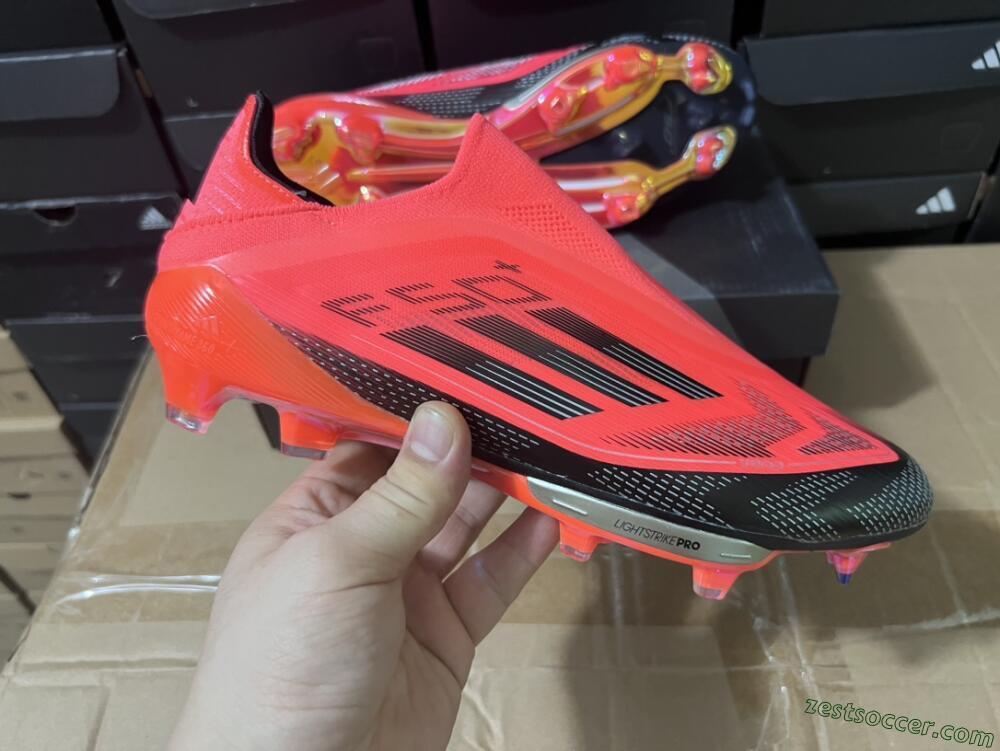 Adidas F50+ Lightstrike Pro Laceless FG Low-Tops Soccer Cleats - Red/Black/Silver