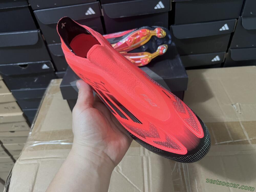 Adidas F50+ Lightstrike Pro Laceless FG Low-Tops Soccer Cleats - Red/Black/Silver