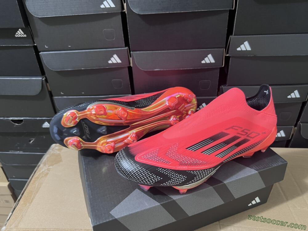 Adidas F50+ Lightstrike Pro Laceless FG Low-Tops Soccer Cleats - Red/Black/Silver