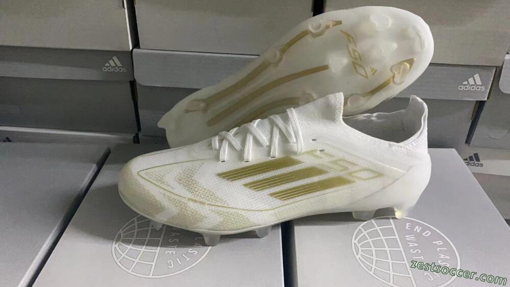 Adidas F50 Adizero FG Low-Tops Soccer Cleats - White/Gold