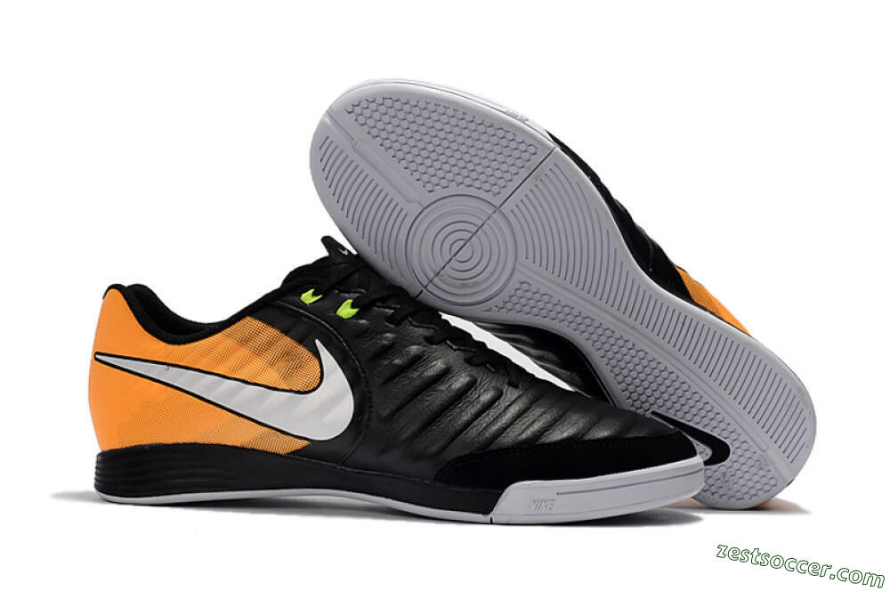 Nike Tiempo Ligera 4 IC Low-Tops Soccer Shoes - Black/Orange/White 0