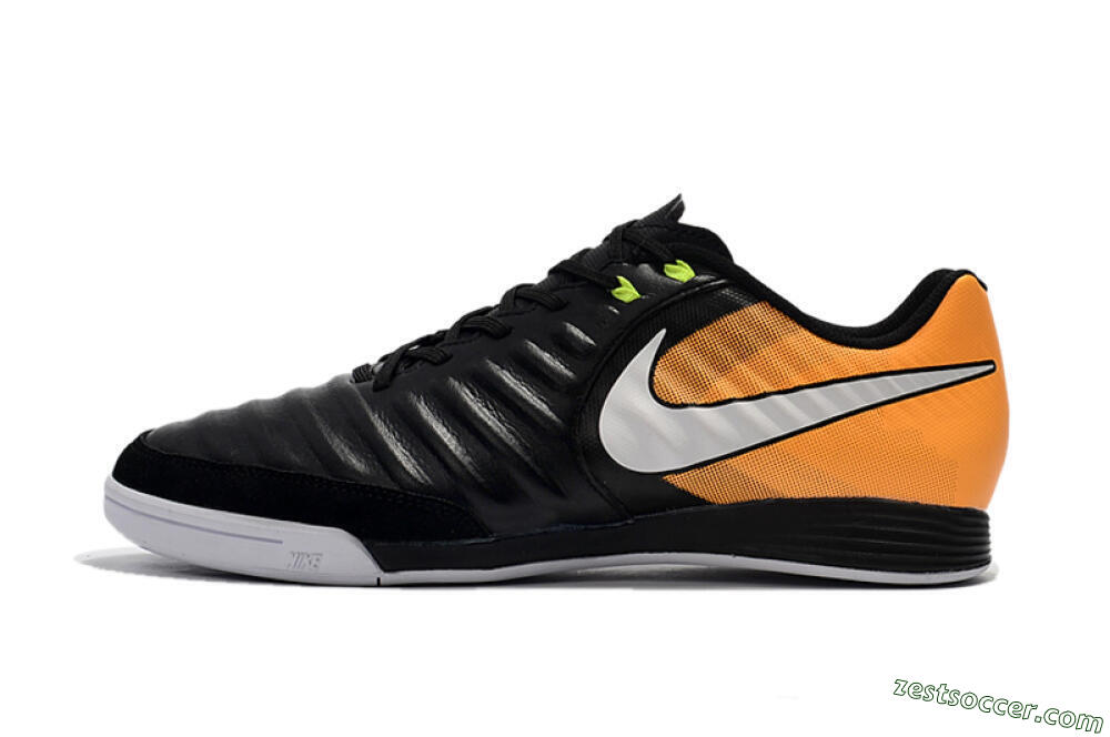 Nike Tiempo Ligera 4 IC Low-Tops Soccer Shoes - Black/Orange/White 2