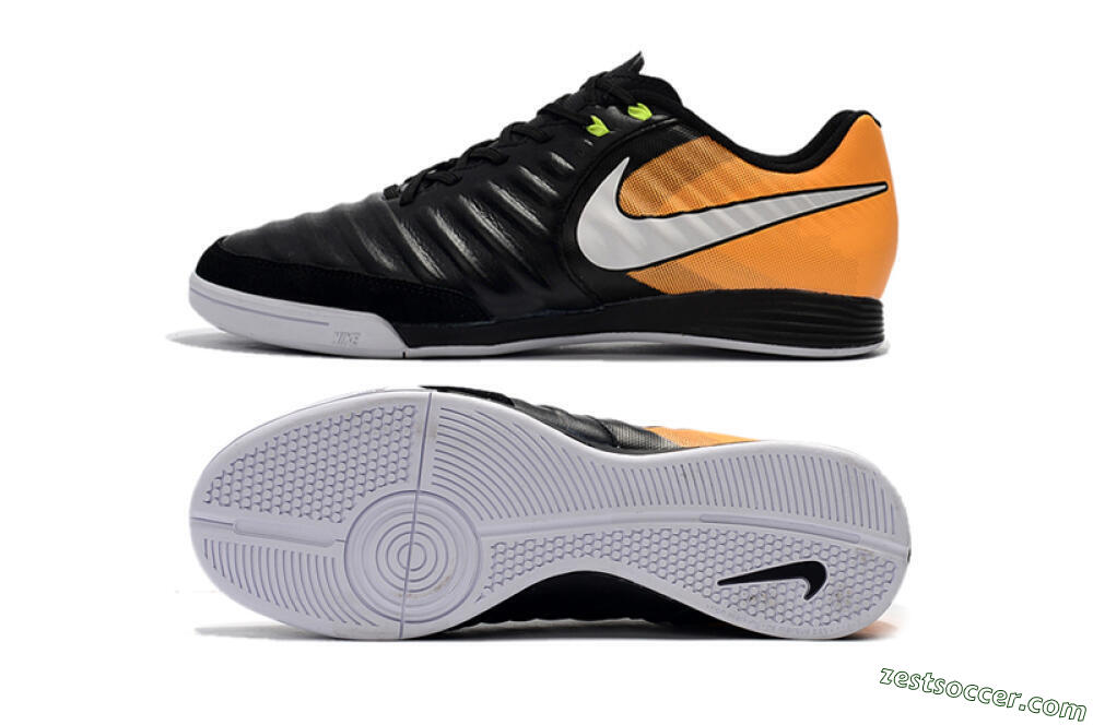 Nike Tiempo Ligera 4 IC Low-Tops Soccer Shoes - Black/Orange/White 1