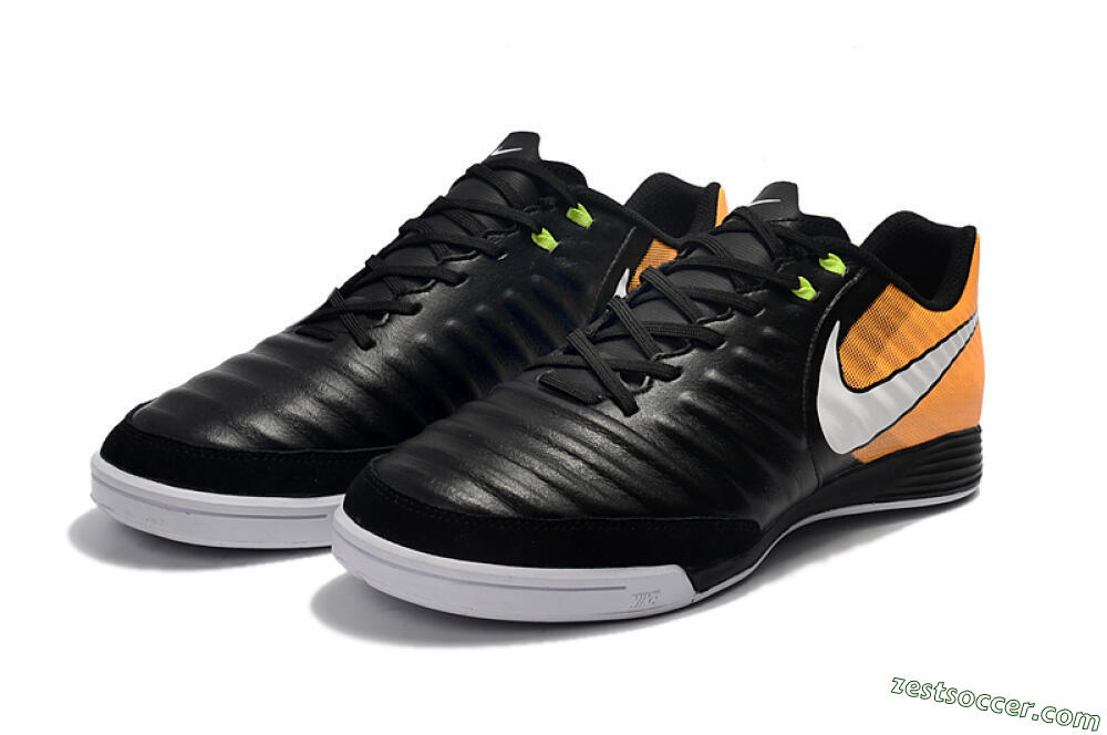 Nike Tiempo Ligera 4 IC Low-Tops Soccer Shoes - Black/Orange/White 5