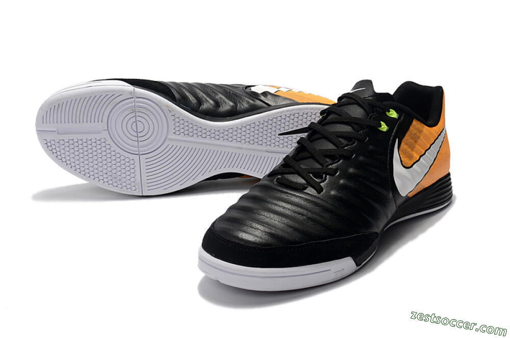 Nike Tiempo Ligera 4 IC Low-Tops Soccer Shoes - Black/Orange/White 3