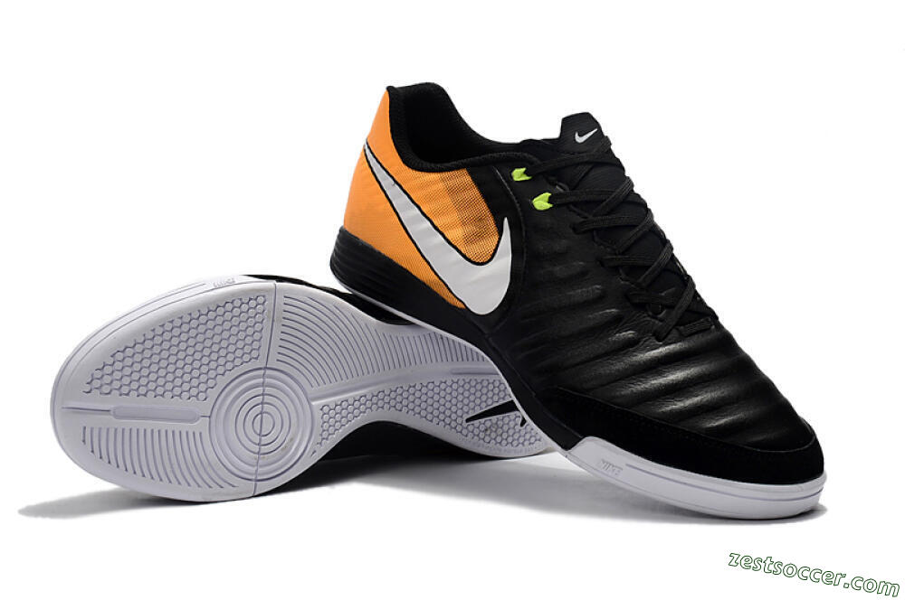 Nike Tiempo Ligera 4 IC Low-Tops Soccer Shoes - Black/Orange/White 4