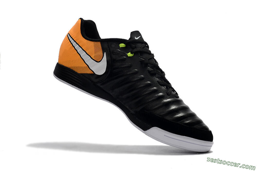 Nike Tiempo Ligera 4 IC Low-Tops Soccer Shoes - Black/Orange/White 7