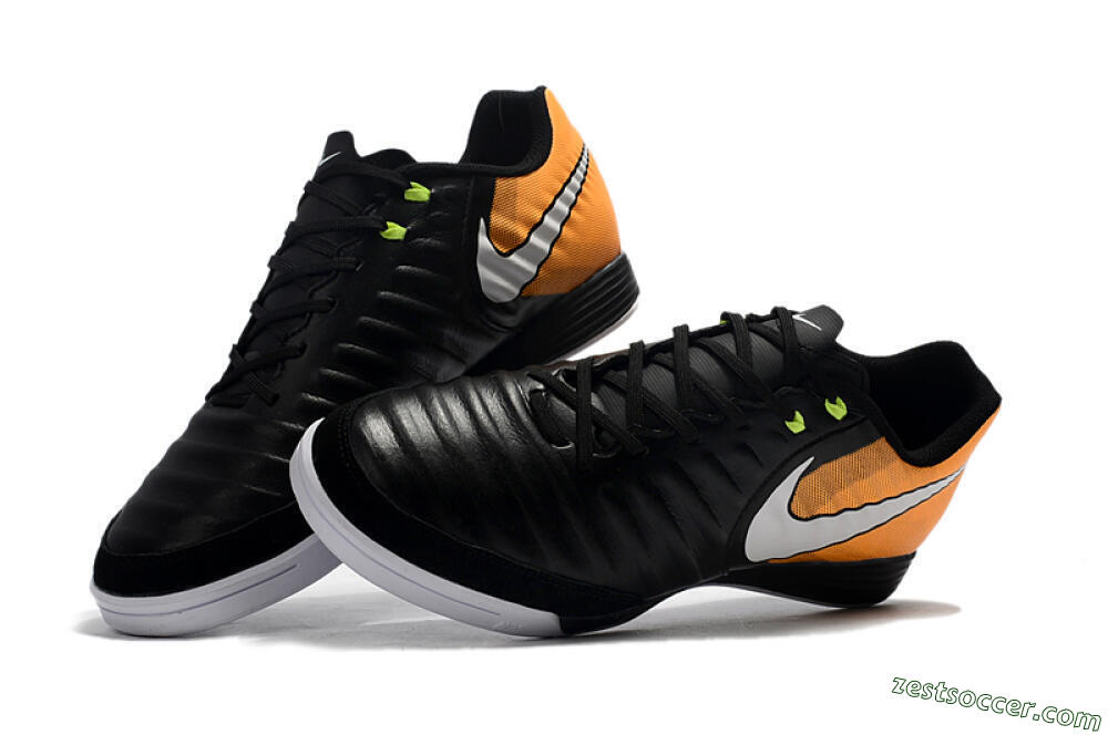 Nike Tiempo Ligera 4 IC Low-Tops Soccer Shoes - Black/Orange/White 6