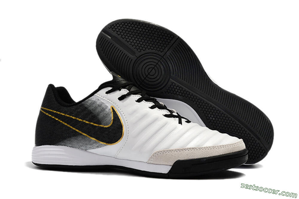 Nike Tiempo Ligera 4 IC Low-Tops Soccer Shoes - White/Black/Gold 0