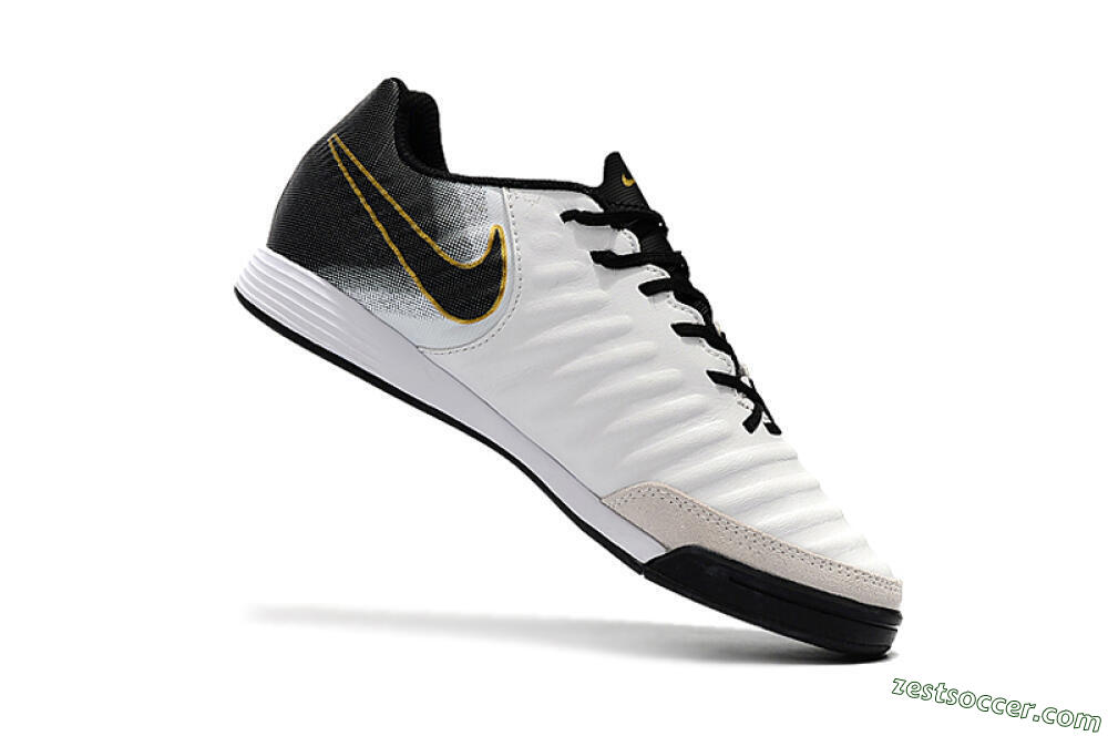 Nike Tiempo Ligera 4 IC Low-Tops Soccer Shoes - White/Black/Gold 7