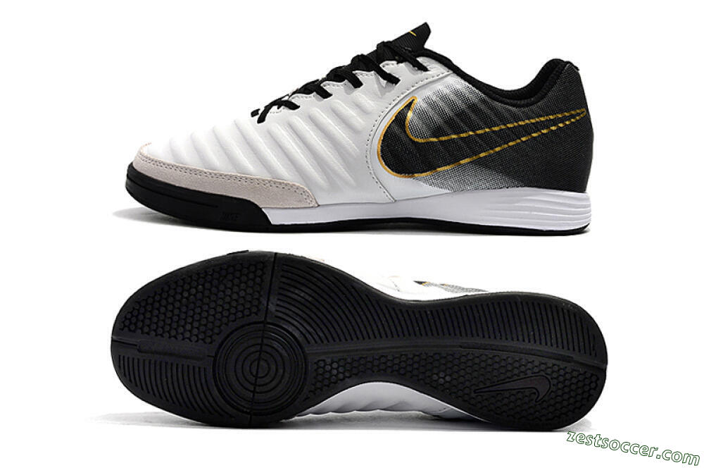 Nike Tiempo Ligera 4 IC Low-Tops Soccer Shoes - White/Black/Gold 1