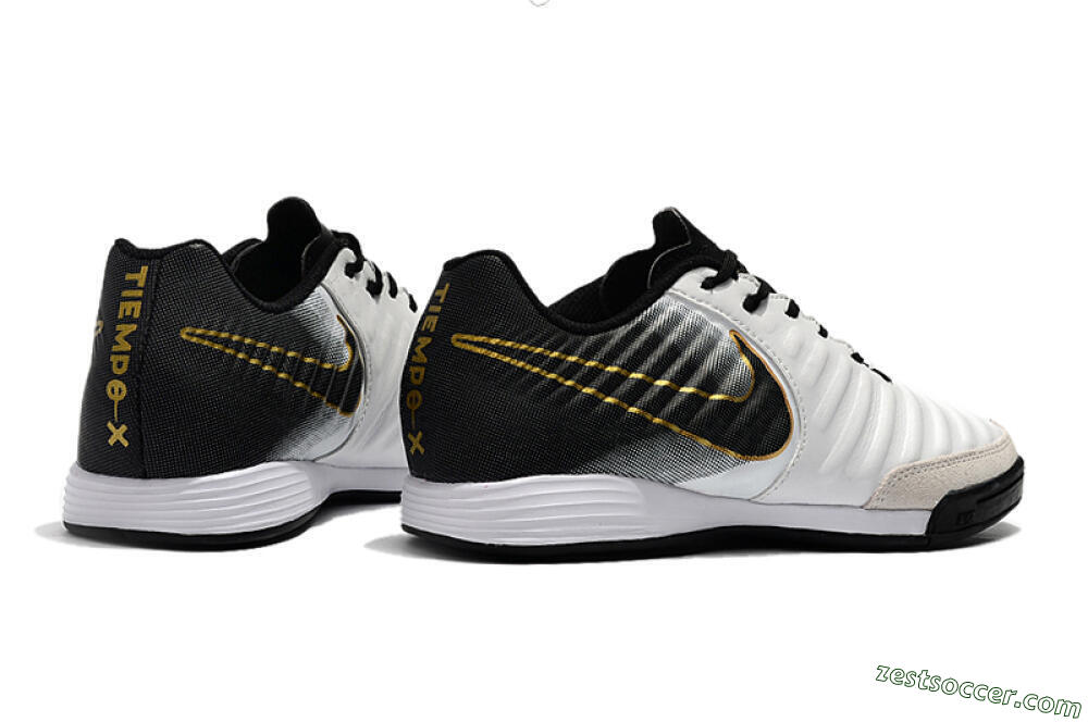 Nike Tiempo Ligera 4 IC Low-Tops Soccer Shoes - White/Black/Gold 9