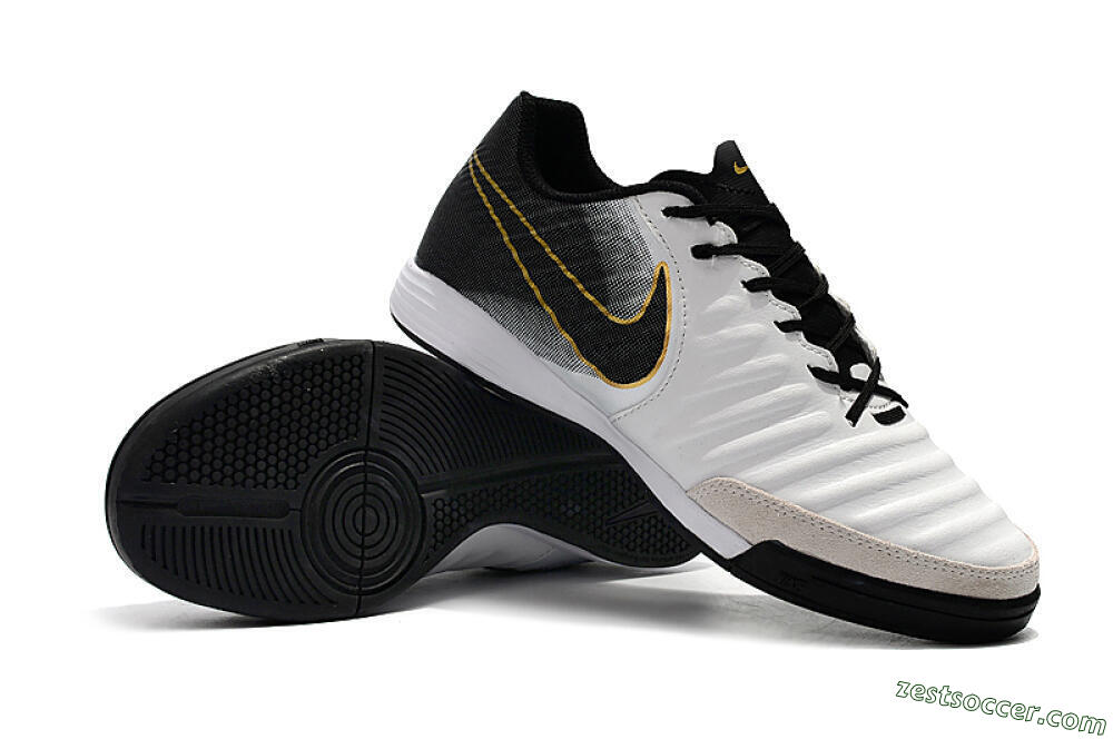 Nike Tiempo Ligera 4 IC Low-Tops Soccer Shoes - White/Black/Gold 4