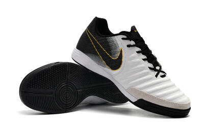 Nike Tiempo Ligera 4 IC Low-Tops Soccer Shoes - White/Black/Gold