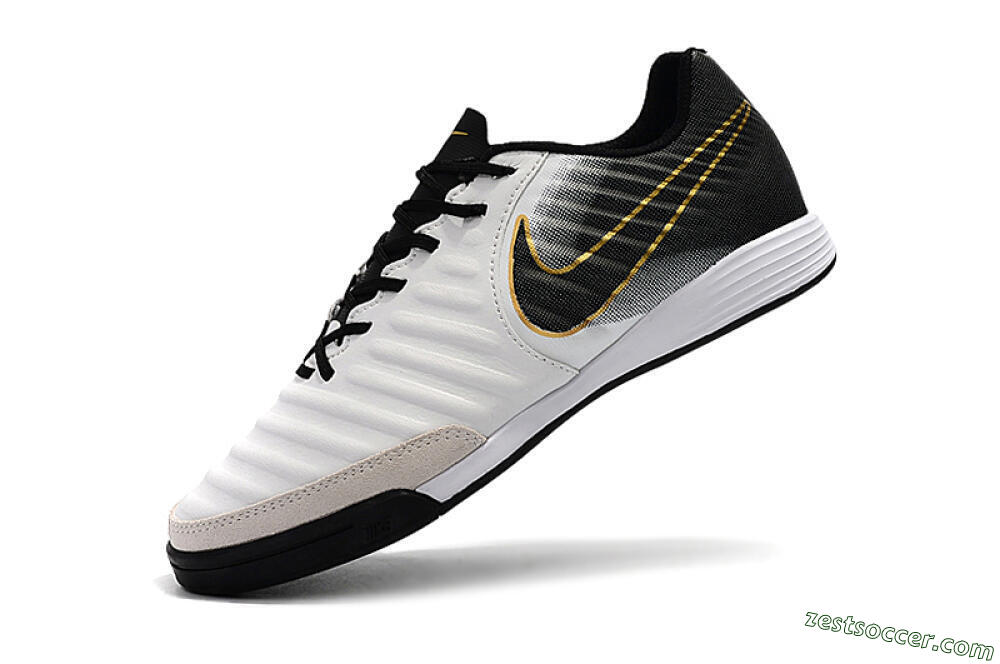 Nike Tiempo Ligera 4 IC Low-Tops Soccer Shoes - White/Black/Gold 8