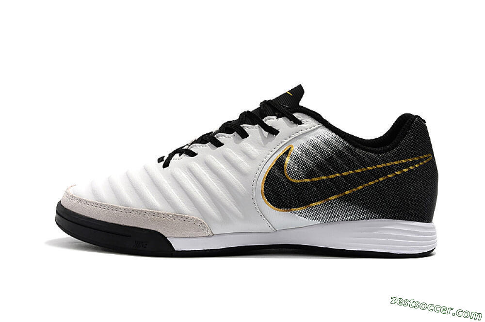 Nike Tiempo Ligera 4 IC Low-Tops Soccer Shoes - White/Black/Gold 2