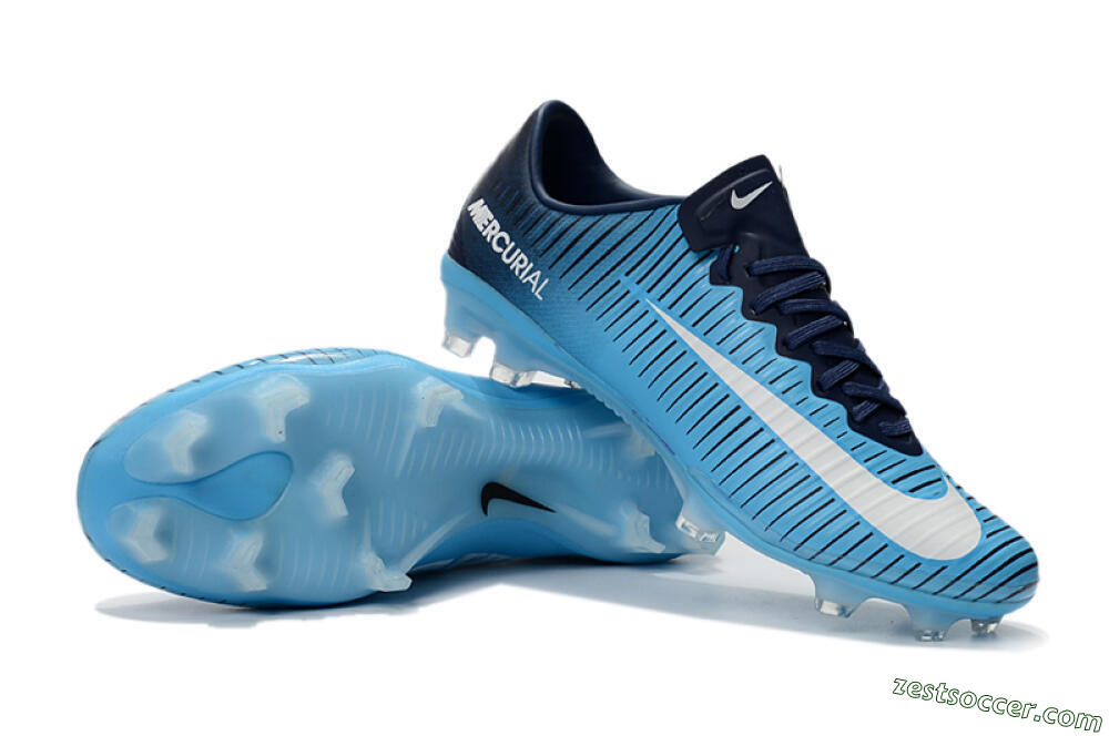 Nike Mercurial Vapor 11 FG Low-Tops Soccer Cleats - Blue/White/Black 4